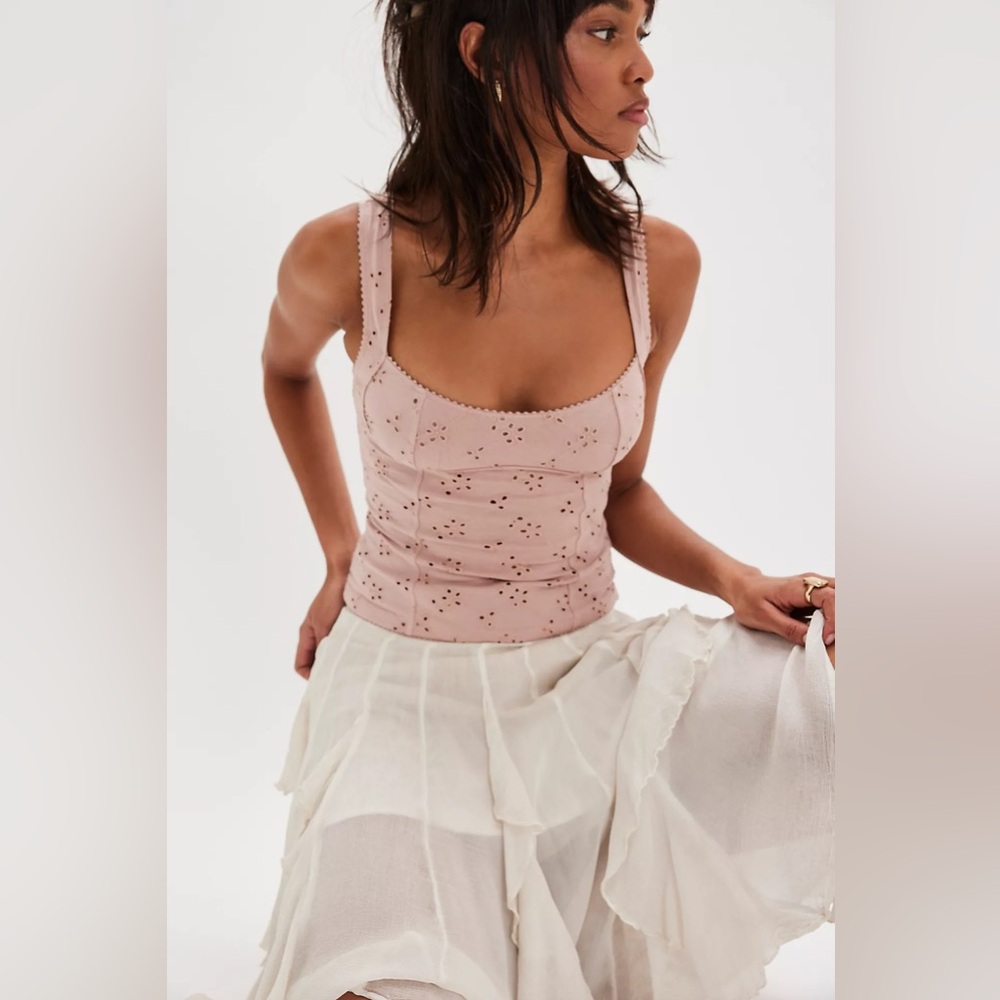 Free People Blush Pink Eyelet Camisole